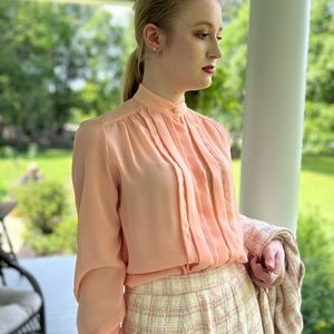 Vintage 1970s Pink Sheer Blouse Size 0/2